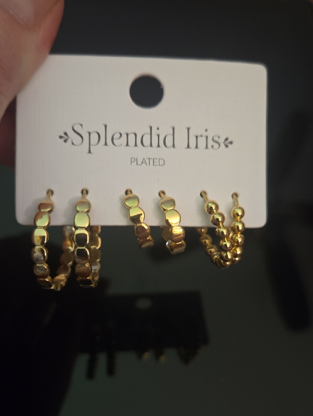 Splendid Trio of Gold Textured Hoop Earrings